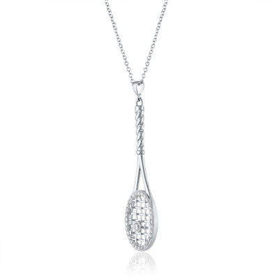 14Kt White Gold and Diamond Framed Tennis Racquet Pendant