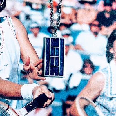 Blue Enamel Tennis Court Pendant - studio-margaret