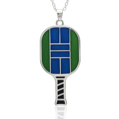 Enameled Pickleball Paddle Pendant - studio-margaret
