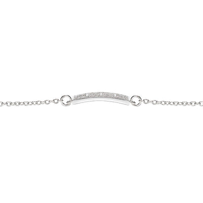 Tennis Court Curved Bracelet w/CZ, 9x18mm, Rhodium Plated - studio-margaret