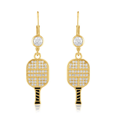 CZ Pickle Paddle Lever Back Earrings