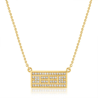 14Kt Yellow Gold and Diamond Tennis Court Necklace