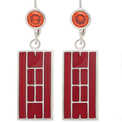 Enamel Tennis Court Lever Back Earrings