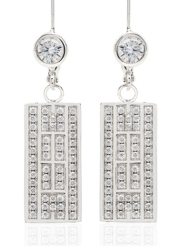 Tennis Court Earrings w/CZ, Leverback (5 Colors) - studio-margaret
