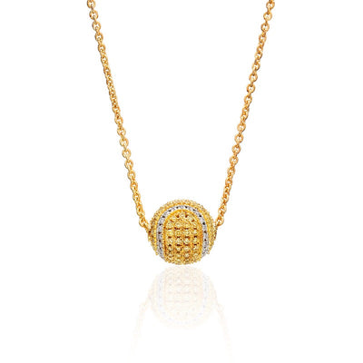 Yellow and White DIAMOND Pave Tennis Ball Necklace 14kt gold - studio-margaret