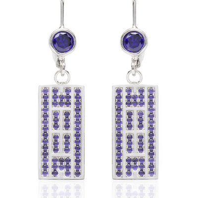 Tennis Court Earrings w/CZ, Leverback (5 Colors) - studio-margaret