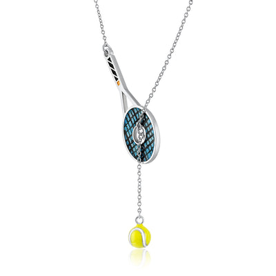 Enamel Tennis Racquet Lariat 17" with 1.5" drop to enamel tennis ball
