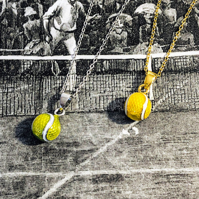 Enameled Tennis Ball Pendant (8mm), 18kt Gold Plated - studio-margaret