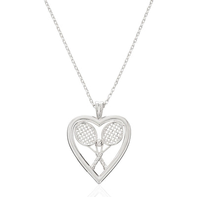 Heart with Double Racquets and Ball Pendant