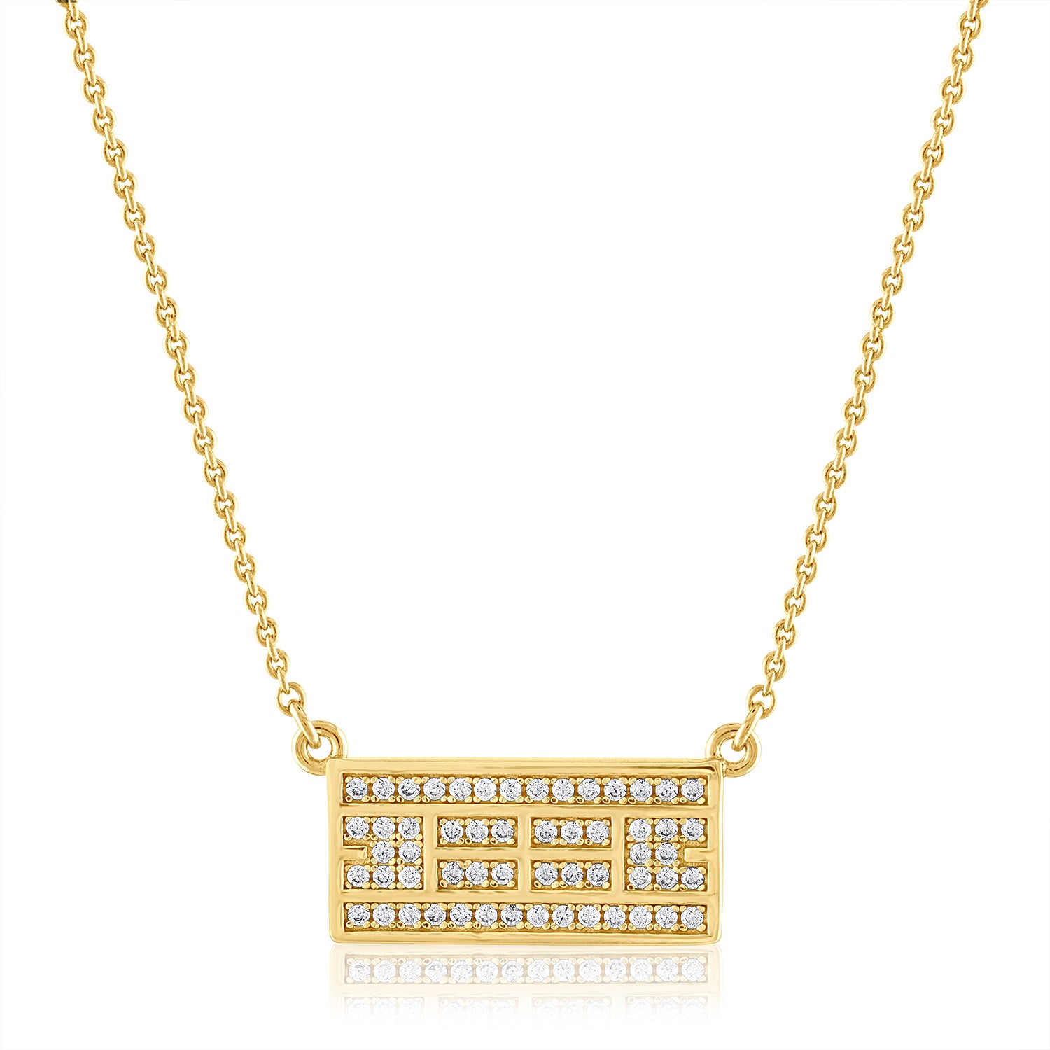 14Kt Yellow Gold and Diamond Tennis Court Necklace